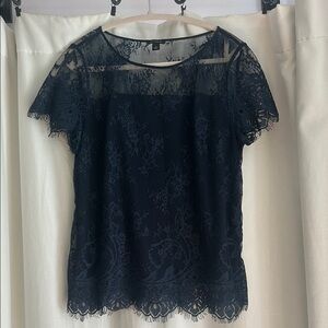 Ann Taylor Black Lace Blouse